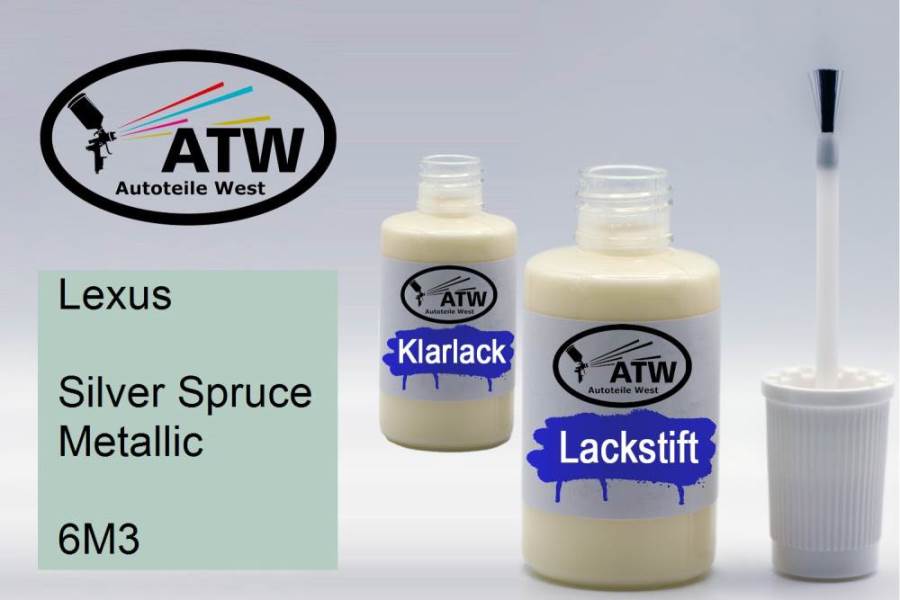 Lexus, Silver Spruce Metallic, 6M3: 20ml Lackstift + 20ml Klarlack - Set, von ATW Autoteile West.